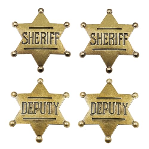 4 Pack Sheriff Deputy Badge for Kids Adults Party Favors Supplies, Police badge Medallion Pins for School Carnival Prizes, Party Bag Gift Fillers