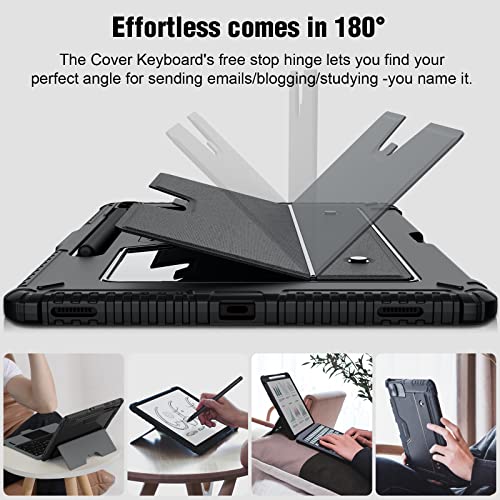 Nillkin Galaxy Tab S8 Plus/S7 Fe/S7 Plus Case With Keyboard 12.4 Inch, Multi-Angle Detachable Wireless Keyboard Case With Camera Cover And S Pen Holder For Samsung Galaxy Tab S7 Fe 5G Case, Black #TOP5