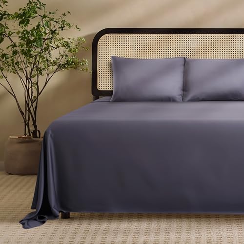 Image of EPITEX Solid 4 Piece Queen Sheet Set - Viscose Derived from Bamboo, 1400 Thread Count, Breathable and Cooling Bed Sheets Set, Luxurious Silky Bedding for Hot Sleeper, Deep Pocket Up to 16'', Charcoal