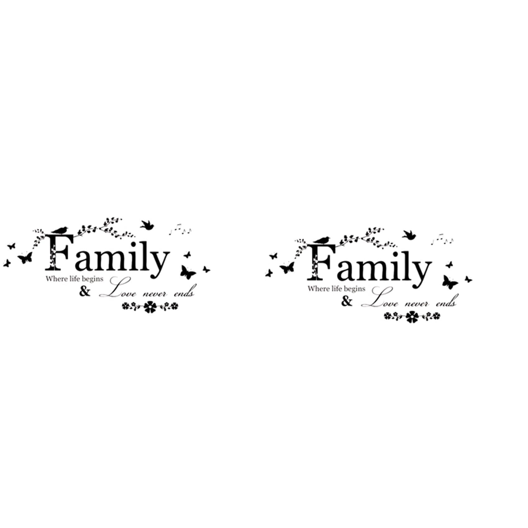 Hndhbfgrt 2X Removable Wall Decal Art Sticker Mural Room Decor Family Words