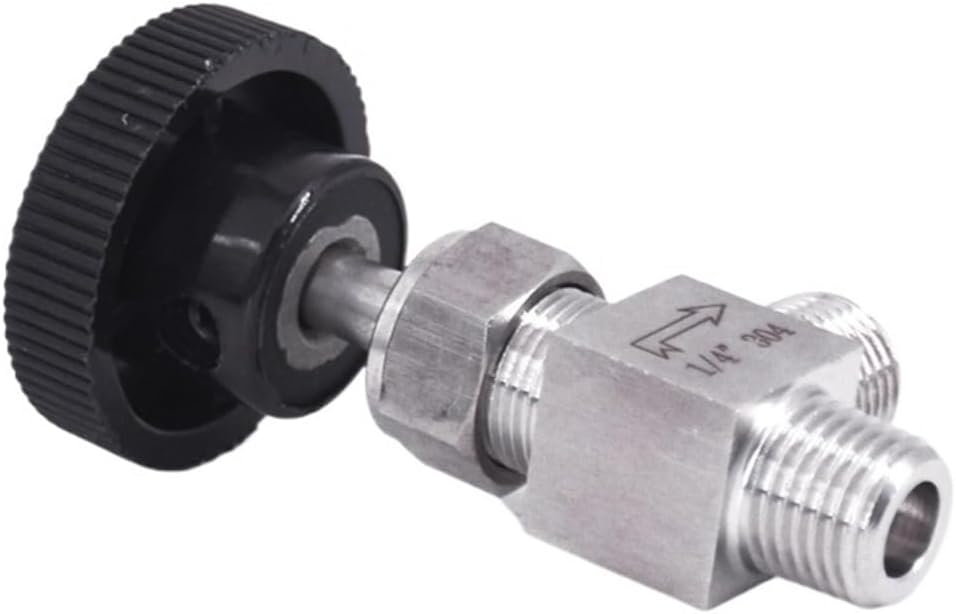 1pcs 1/8" 1/4" 3/8" 1/2" BSPT NPT Male Elbow 90 Degree Angle Needle Valve Crane Elbow 304 Stainless Flow Control Water Gas Oil(3/8",BSPT)