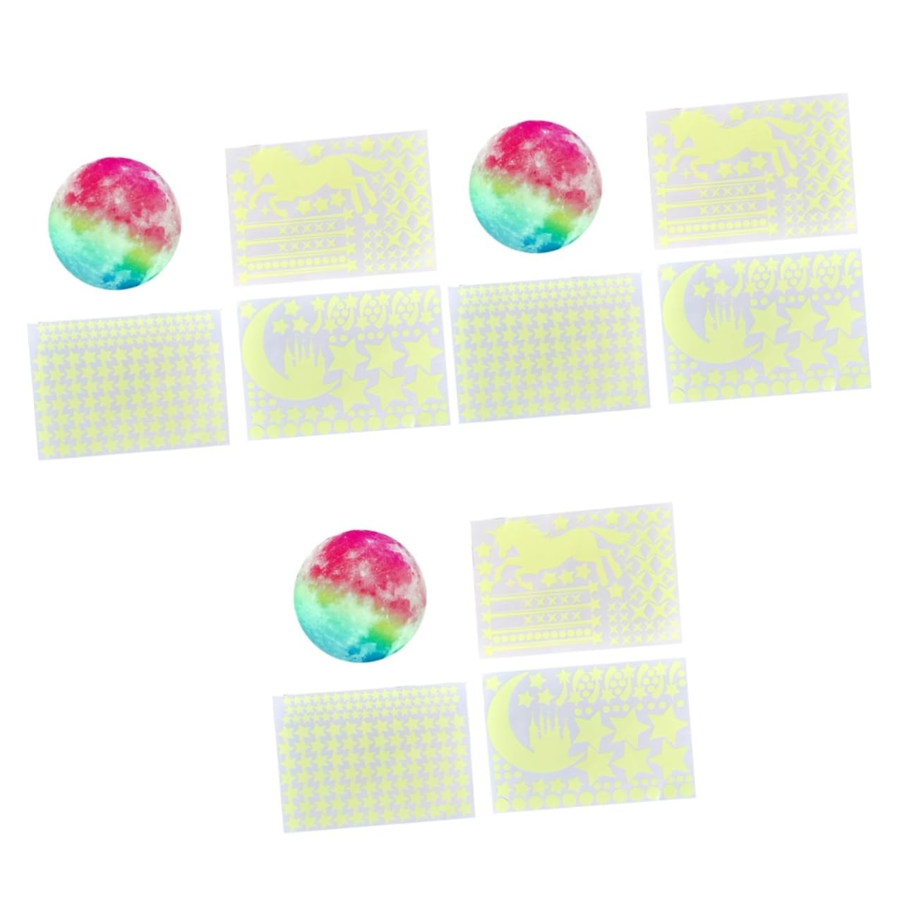 Autocollant fluo lune et licorne pour créer une veilleuse murale magique la nuit