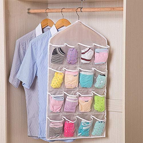 NA 2 Pcs Polyester Wall Hanging Wardrobe Storage Waterproof Door Hanging Storage Bag Shoe Rack Hanger Underwear Bra Socks Closet Storage Organizer With 16 Pockets for Bedroom Living Room Bathroom