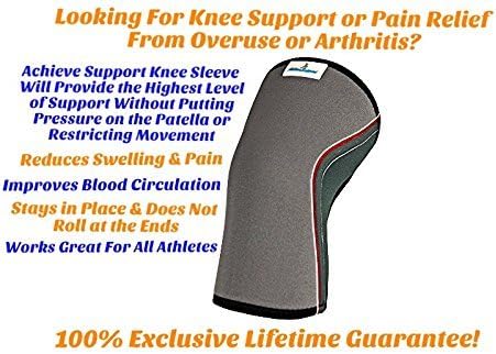 Durable and Comfortable Knee Support Sleeve Closed Patella Knee Brace 100% EXCLUSIVE! For Running, Sports, Weight Lifting, Pain Relief. (Medium)