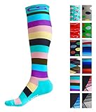 Compression Socks for Men & Women - BEST Graduated Athletic Fit for Running, Nurses, Shin Splints, Flight Travel, & Maternity Pregnancy - Boost Stamina, Circulation & Recovery (Ocean Stripes, S/M)