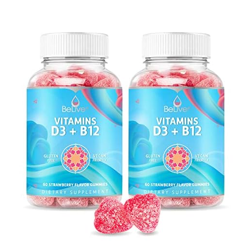 BeLive Vitamin D3 Gummies with B12 Vitamins - Immune Support Gummies with Vegan Vitamin B12 & D3, Provides Enhanced Bone & Muscle Strength, Hearth Health and Energy - Strawberry Flavor | 2-Pack