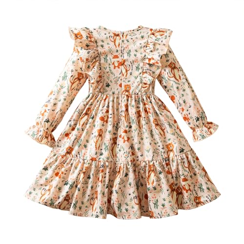 HNXDYY Little Girl Ruffle Dress Long Sleeve Party Princess Vintage Fall Winter Clothes2