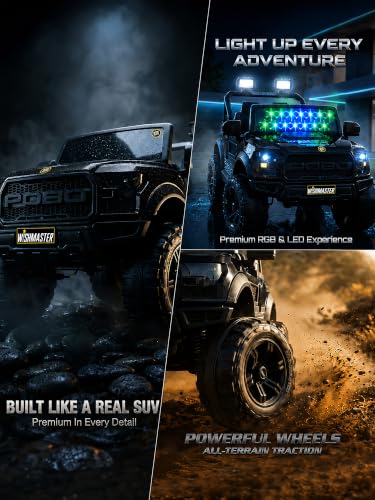Image of Wishmaster 4x4 Driving EV Cars for 1, 2, 3, 4, 5, 6 Years | Remote + Steering + Mobile App Control | Kids Jeeps (Medium Size F-Raptor [1-8 Year Kids]