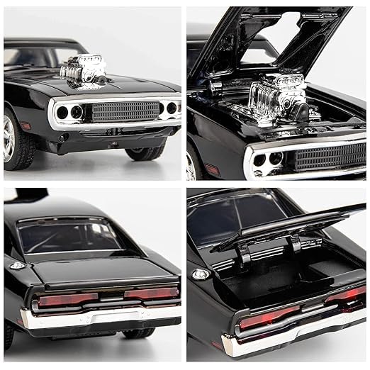 Image of Dodge Charger Diecast Car Model 1:32 Scale | Metal Pull Back Musical Toy | Openable Doors Sports Car Collectible Toys | Kids Boys & Girls Birthday Gift (Colour as a per Stock)