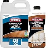 Weiman Hardwood Floor Cleaner and Polish - Cleans Vinyl Tile, Solid, Laminate, Natural Shine, No Residue, Removes Scratches, Leaves Protective Layer, 1 Gallon Mop Soap & 32 Oz Restorer