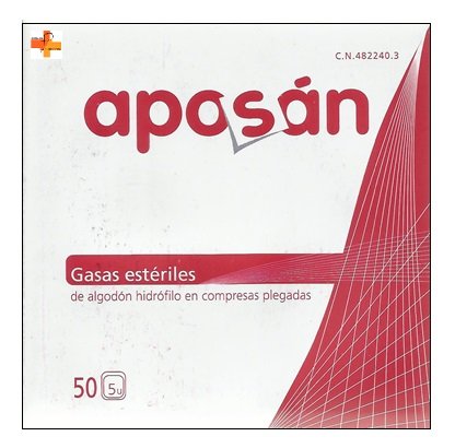 Aposán Gasas Estériles de Algodón Hidrófilo 50 unds