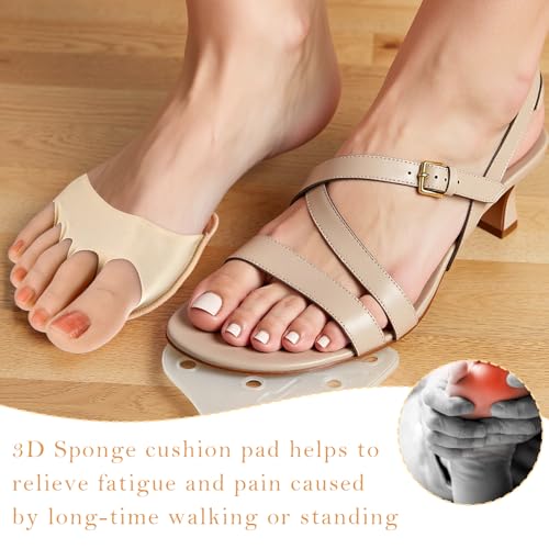 Image of Qianyu 4 Pairs Ball of Foot Cushion Pads Sock Women's Toe Cover Sock with Padding Reusable Toe Topper Socks