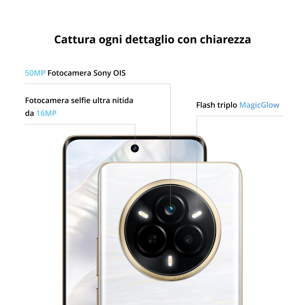 Realme 14 Pro 5G Smartphone Android, 12 Go + 512 Go, Design Tendance Aux Couleurs Changeantes, Caméra OIS Sony IMX882, IP69, Écran Incurvé 3D 6,77" 120 Hz, Batterie 5260 MAh, Blanc (avec Adaptateur