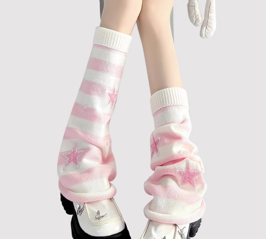 Image of kawaii Winter Leg Warmers Knitted Cute Subculture Half Sleeve Foot Leg Warm Socks Cycling Christmas Gift Women