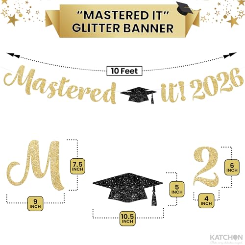 Image of KatchOn Mastered It Banner and Congrats Balloons - 10 Feet | Masters Graduation Decorations 2026 | Congrats Grad Balloons, Mastered It Balloon | Masters Degree Graduation Decorations