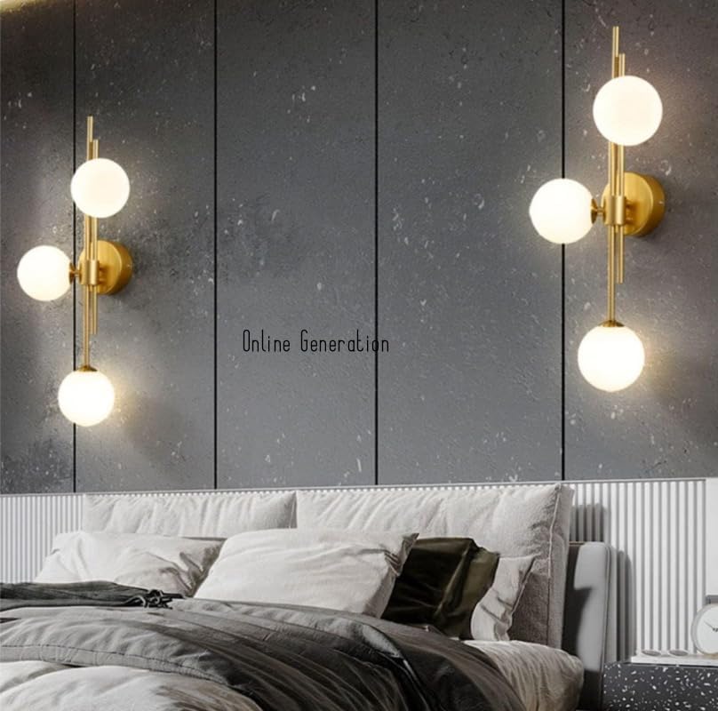 Image of Wall Lamp Chandelier Pendant Light, Home Decor for Bedroom, Living Room, Hallway, Cafe, Hotel, Restaurant (3 Light White Wall LAMP with LED Bulb Pack of 1)