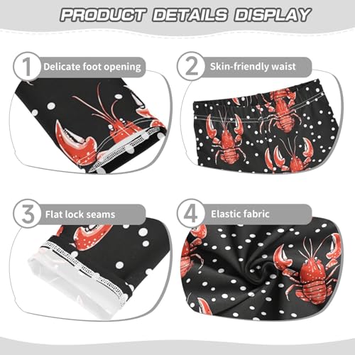 Red Lobsters Girls' Leggings Toddler Doodles Dots Kids Yoga Pants Dance Active Tights 4T3