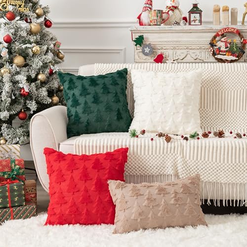 Ugs Ugasa UGSSDS-D18C01 Ugasa Christmas Tree Pillow Covers 18X18 Inch Set Of 2 Soft Plush Faux Fur Decorative Luxury Jacquard Throw Pillows Pillowcases thumb #4