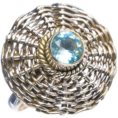 Argent 925 blue topaz bague fait main artisanale StarGems