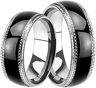 LaRaso & Co His and Hers Black Wedding Rings Set Matching Wedding Bands