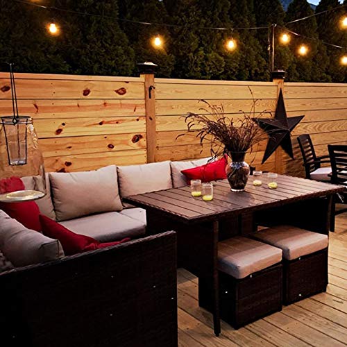 Lovinouse 7 Piece Patio Furniture Sets, Outdoor Conversation Set, All Weather Wicker Sectional Sofa Couch, with Dining Table and Ottoman, Cushions, Red Pillows, for Backyard Garden (Gray) - Thumbnail 5