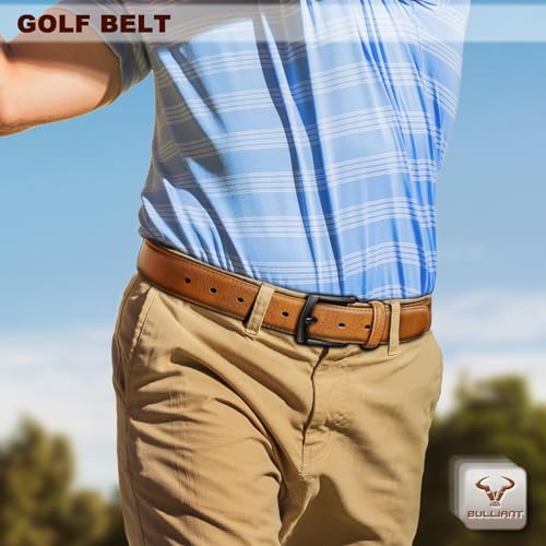 Image of BULLIANT Men Belt 2Pack-Leather Belt 7Holes Comfortable For Men's Dress Casual Jeans 1 3 /8 inch