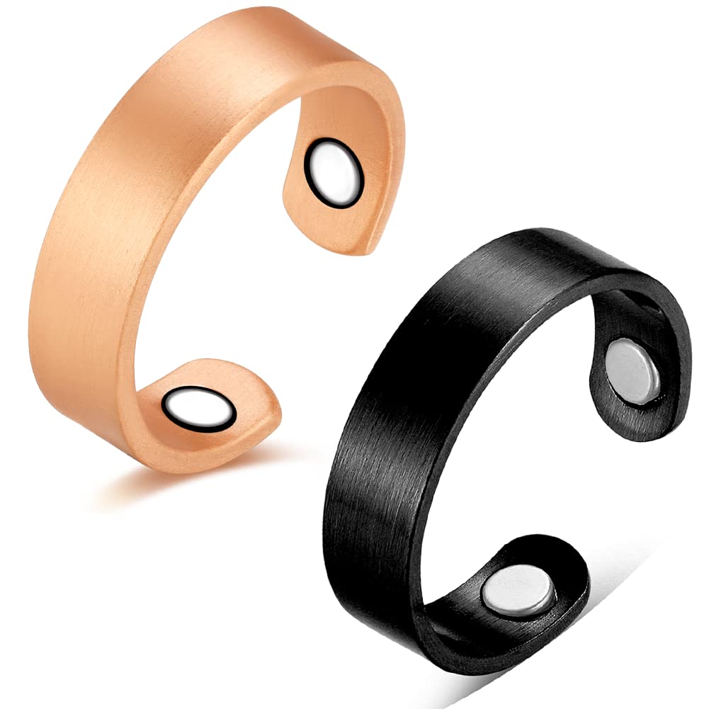 Vicmag2PCS Magnetic Copper Rings for Women with 3500 Gauss Magnets 100% Solid Pure Copper Adjustable with Jewelry Gift Box