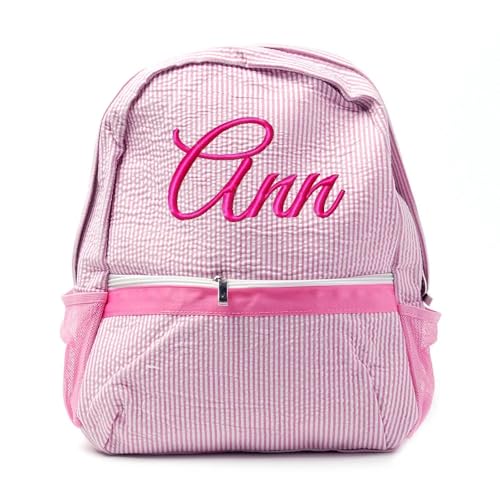 Personalized Backpack，monogrammed Seersucker Backpack, Custom Backpack Embroidered, Custom Baby Gift(Red)2