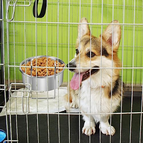FANGZHE Hundenapf zum Einhängen, Hundenapf zum Aufhängen,Stabiler,langlebiger Hundenapf aus Edelstahl,Hängender Futternapf, Wassernapf,Hängender Futternapf im Käfig,Geeignet für Katzen,Hunde usw