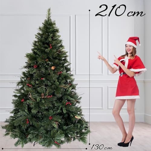 Branch Trees 最高級リッチ クリスマスツリー 210cm 赤い実と松ぼっくり付 濃密度2種類のボリューム感がとても良い枝のツリー TXN12-009-21-A の商品画像 4