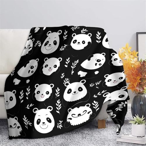 Couverture panda 150x200cm plaid microfibre idéal pour soirées canapé