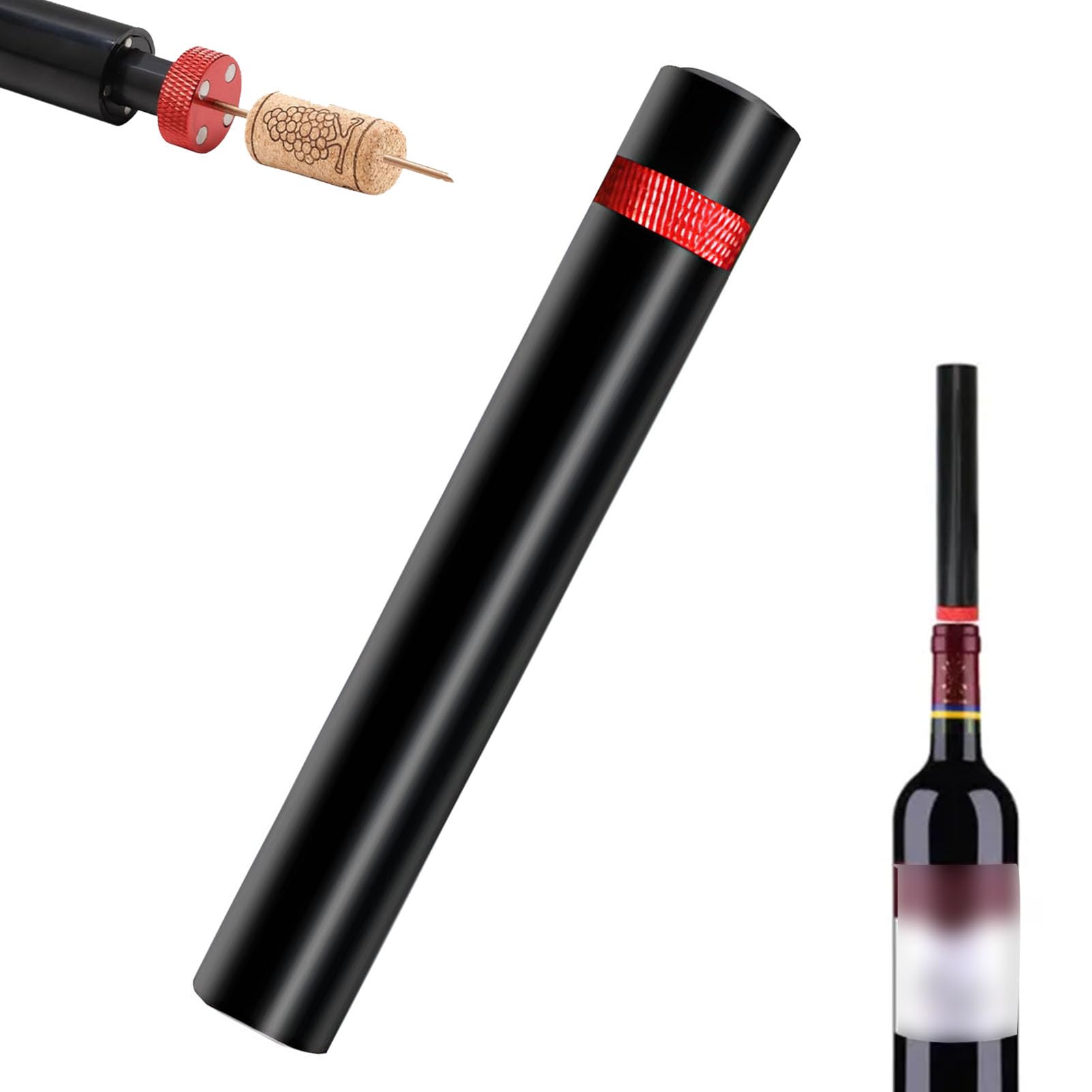 Korkociąg ze sprężonym powietrzem, korkociąg do wina z ciśnieniem powietrza, otwieracz do wina, czerwona pompa Vino, otwieracz do wina, do luksusowego wina na święta, do wina, zdejmak kapsulek
