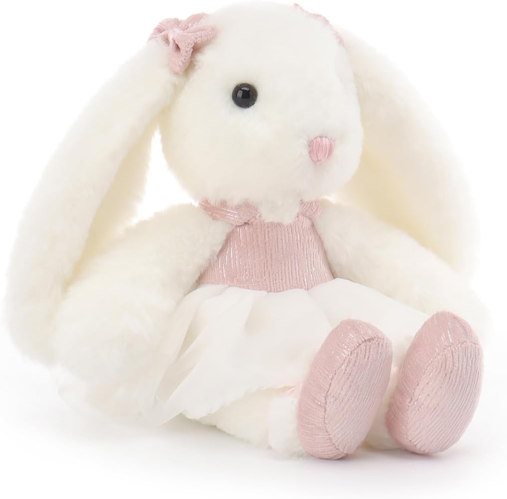 Apricot Lamb Pink Ballet Rabbit Bunny Stuffed Animals for Kids, Soft Cute Plush Toys for Baby Girl and Boy, 6.7 Inches
