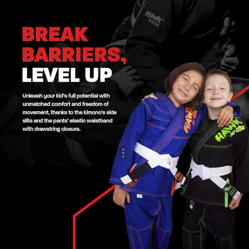 Hawk Sports EO-1EV1-7M8W Brazilian Jiu Jitsu, Kids Jiu Jitsu Gi Children Bjj Gi Grappling Kimonos Lightweight thumb #5