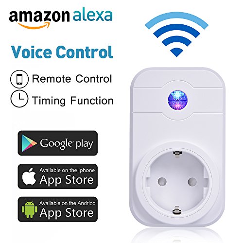Inteligente enchufe Wifi de Colemeter, funciona con Amazon Alexa (Echo y Echo Dot) enchufe inalámbrico con temporizador, interruptor Wifi, con control a través de la aplicación para iOS Android