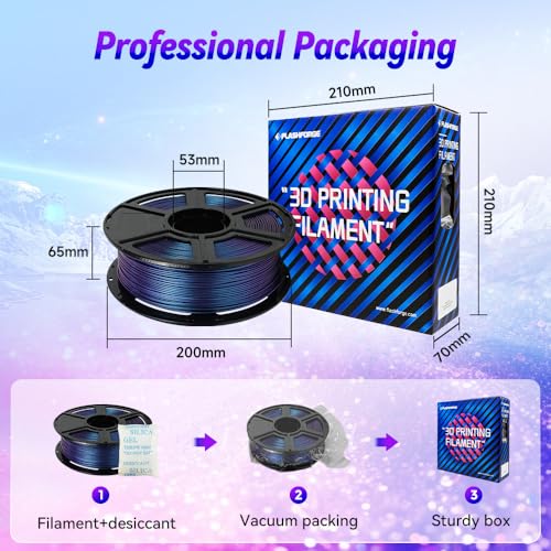 Image of FLASHFORGE 3D Printer Filament Chameleon PLA Color Shift Filament 1.75mm, Changes Color with Light and Angles, 1KG Spool (2.2lbs), Dimensional Accuracy + /- 0.02mm for FDM 3D Printers (Nebula Purple)