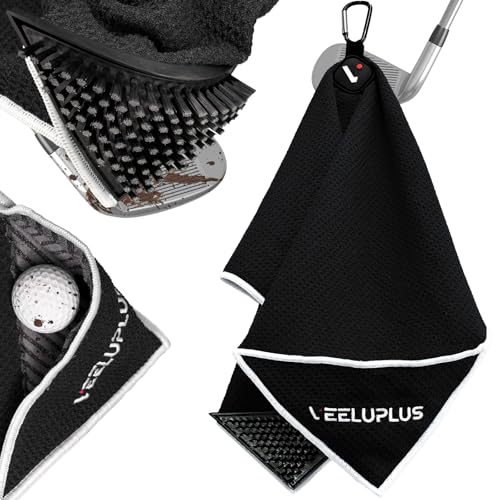 4-in-1 Magnetic Golf Towel with Golf Brush & Cleaning Pocket