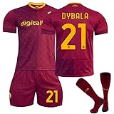 23 Home Red Nr. 21 Dybala Trikot für Kinder Fußball Jersey Anzug Nr. 9 Abraham Fussball Sport Kids T Shirt Shorts and Sock Sport Quick Dry Trainning Football Jersey Set
