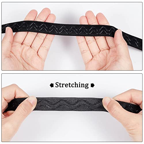 GORGECRAFT 10 Yards Black Non-slip Silicone Elastic Gripper Band 0.8 Inch 20mm Wave Gripper Tape Webbing Stretchy Strap Spool Wavy Band Roll Ribbon Flat Waistband for Clothing Garment Shorts Project - Image 3