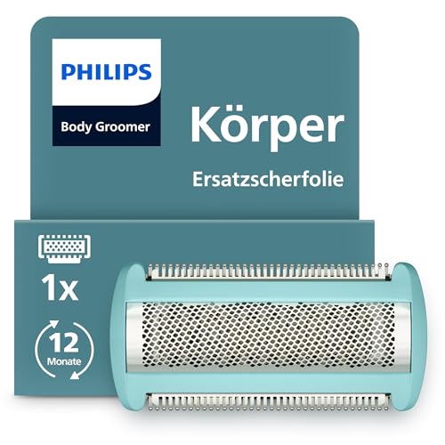 Philips BodyGroom Ersatzscherfolie – Rasiersystem mit Dreifachschutz, gründliche und glatte Rasur, 100% duschfest, Modell BG2010/43
