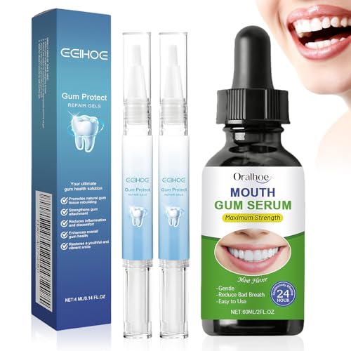2 PCS Gel de Terapia de Encías+Gotas de Crecimiento de Goma,Repare la Hinchazón de las Encías,Reparación De Las Encías Retraídas,Yuda en la Regeneración de Tejidos Orales