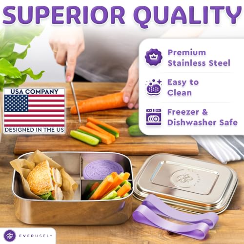 Image of Stainless Steel Bento Box + Condiment Container - Lavender, 27oz / 0.8 L