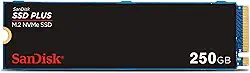 SSD Sandisk Plus - 250GB, NVMe, M.2 2280, Leitura até 2400MB/s, Gravação até 1500MB/s