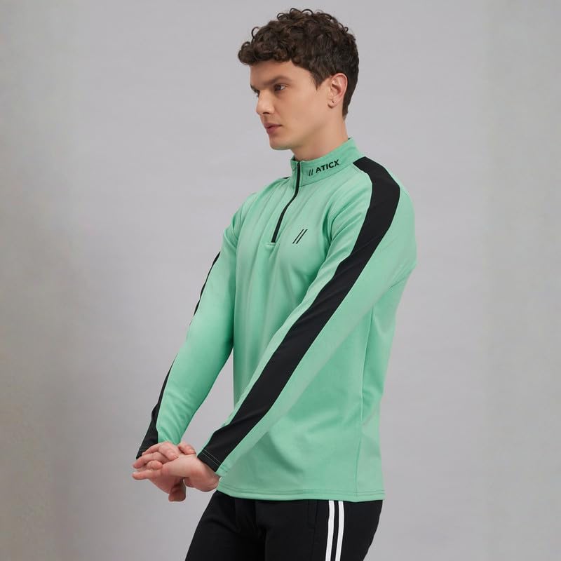 Image of ATICX Polyester Full Sleeve Compression High Turtle Neck Sports Jersey T Shirt for Men - Quick Dry Fit Gym Workout Top for Running, Swimming, Training, Cycling, Football, Badminton