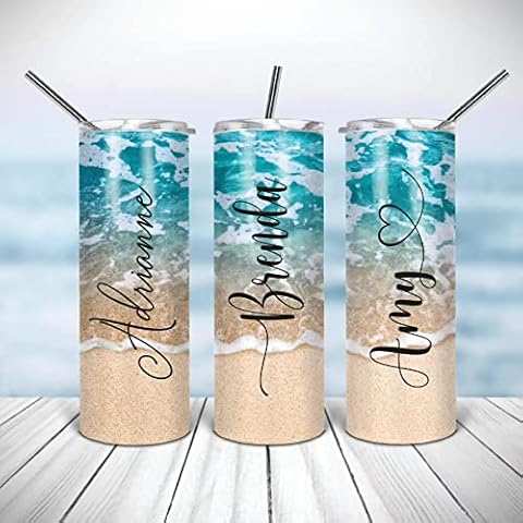 Beach Tumbler | Personalized Tumblers With Name | 20oz Stainless Steel Tumblers | Bridesmaid Gifts | Travel Cup | Custom Tumbler | Personalized Gifts | Beach Gifts | Custom Cups Cover