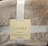 Lauren Ralph Lauren Full / Queen Size Classic Micromink Plush Bed Blanket -- Tan