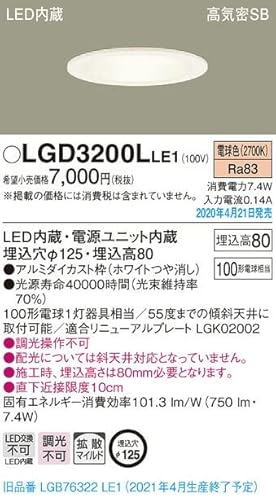 �p�i�\�j�b�N(Panasonic) �V�䖄���^ LED(�d���F) �_�E�����C�g �g�U�^�C�v ��������125 LGD3200LLE1