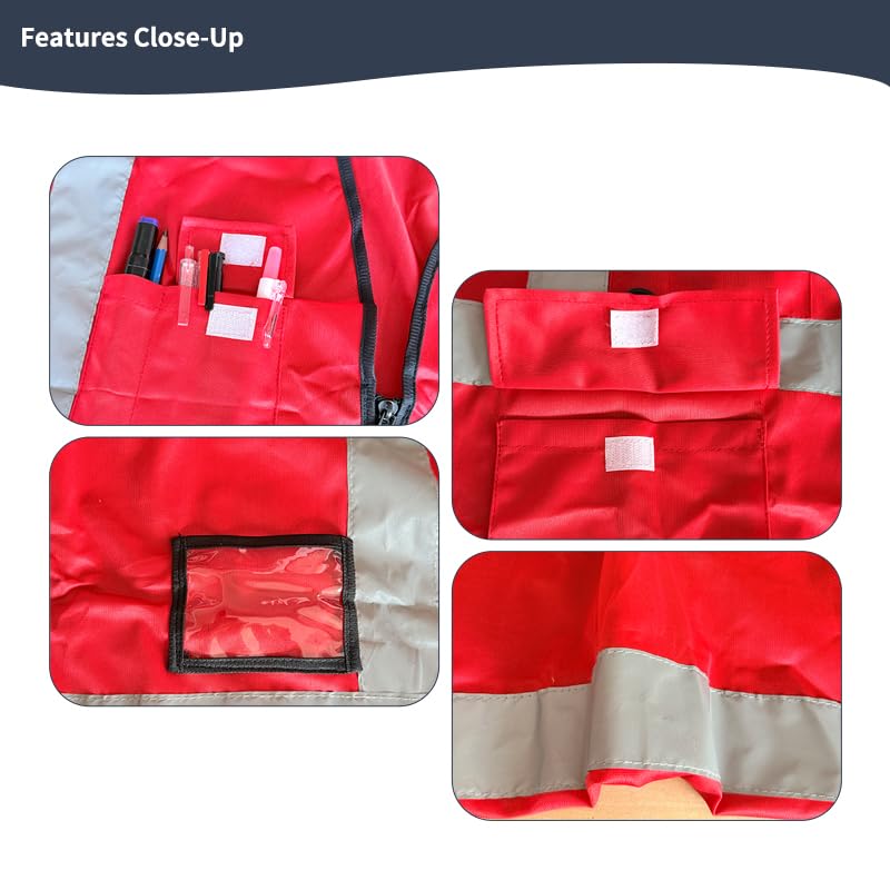 Image of High Visibility Safety Vest with Reflective Strips & Pockets | High Visibility | 360 Reflective Strips | 5 Pockets | Zipper Front | Lightweight Polyester | ANSI /ISEA 107 Class 2 Type R