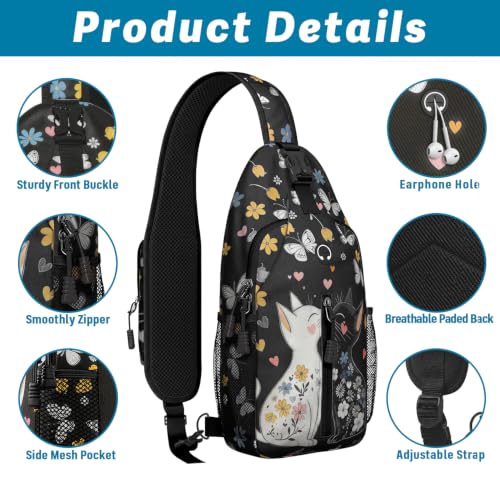 Image of Cat Sling Bag For Women Men Small Crossbody Bags Mini Water Resistant Casual Chest Bag Backpack Shoulder Daypack For Travel Hiking