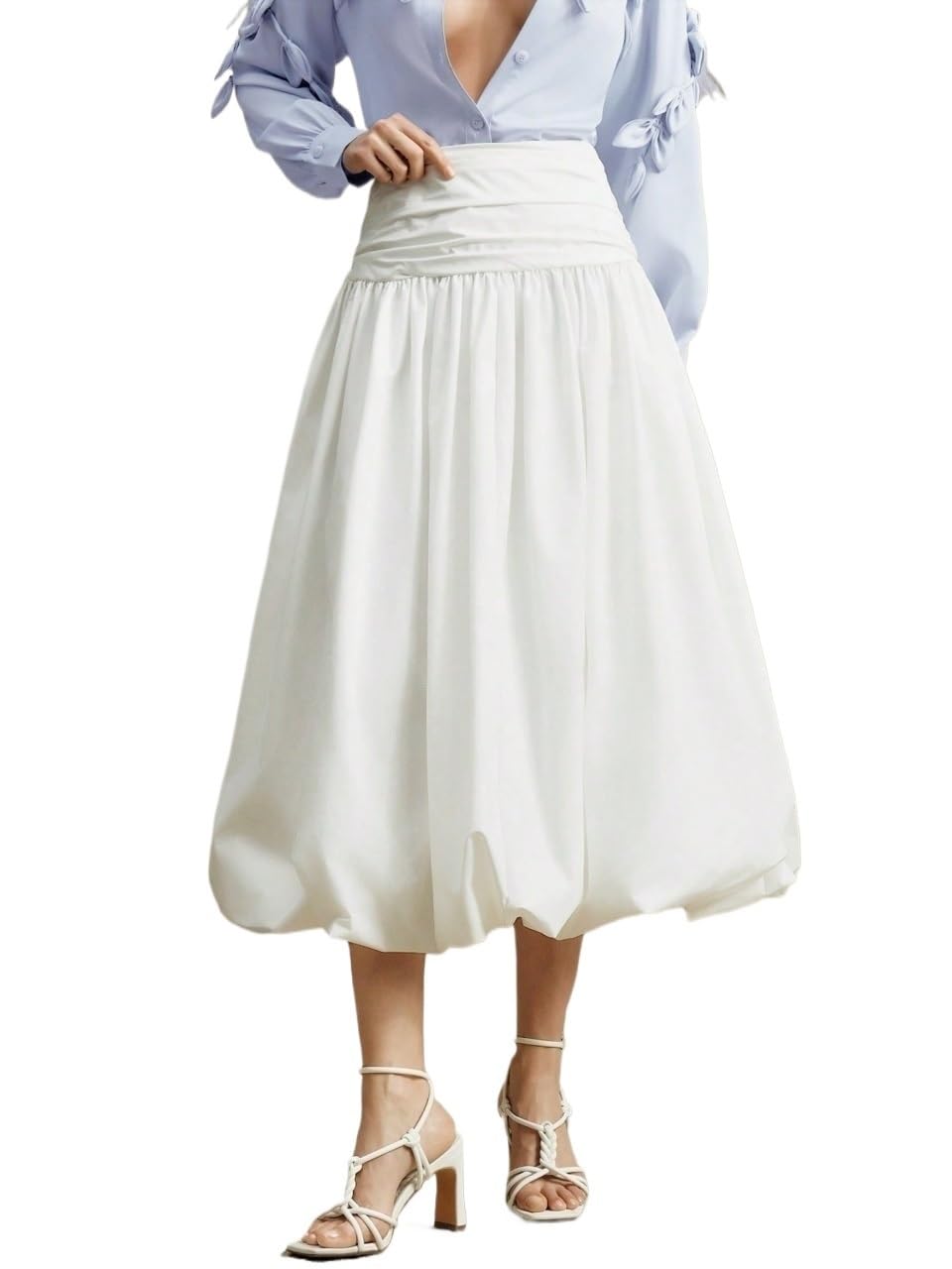 Womens Flowy Trendy Skirt High Waist Long Skirt